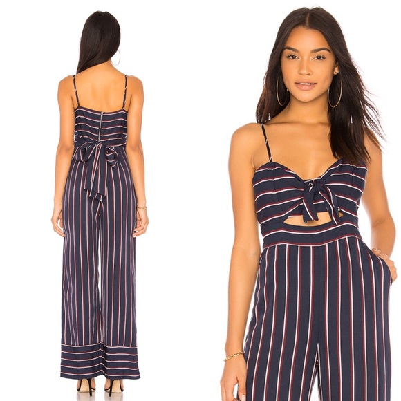 Bardot Lulu Jumpsuit in Navy Stripe - Picture 2 of 7